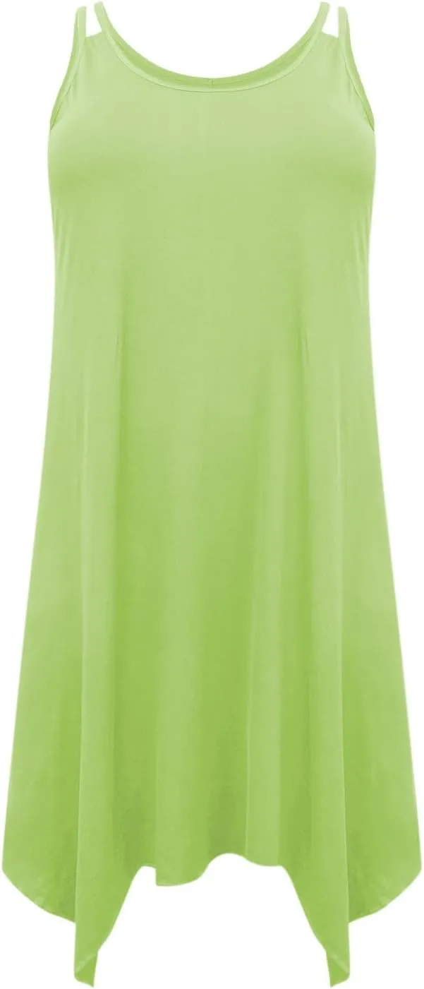 Midi Dresses for Women 2025 Casual Sleeveless Crewneck Sundress Flowy Irregular Hem Fashion Summer Beach Dress