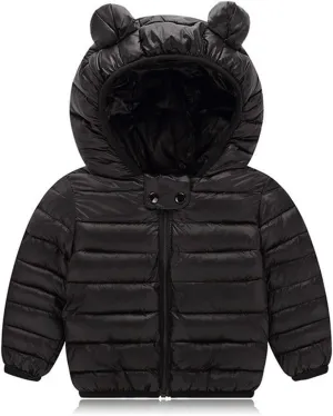 Mmoneyake Winter Down Coats for Kids Baby Boys Girls Lightweight Puffer Padded Jacket with Bear Hoods Warm Infant Outerwear