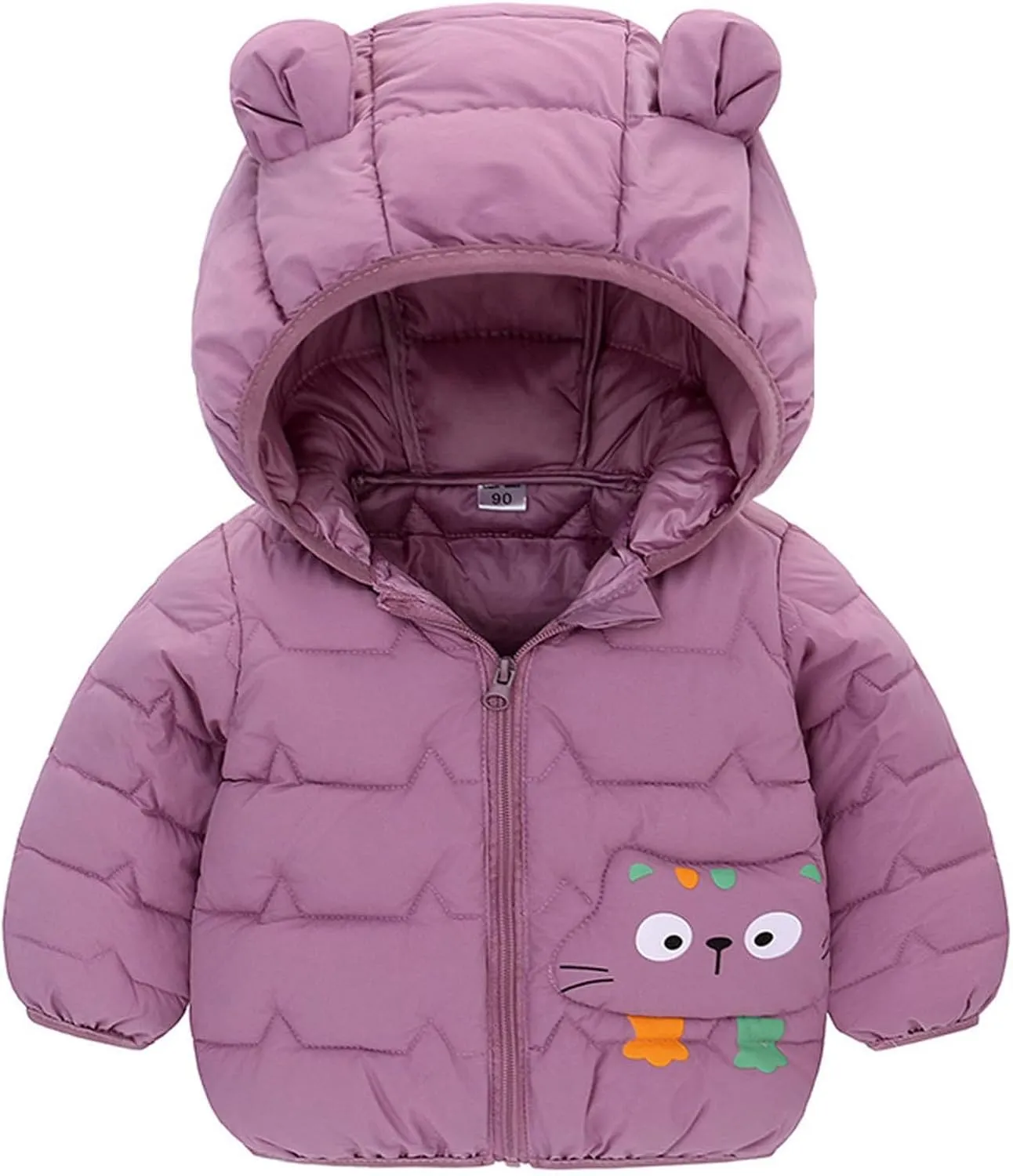 Mmoneyake Winter Down Coats for Kids Baby Boys Girls Lightweight Puffer Padded Jacket with Bear Hoods Warm Infant Outerwear