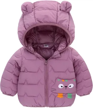 Mmoneyake Winter Down Coats for Kids Baby Boys Girls Lightweight Puffer Padded Jacket with Bear Hoods Warm Infant Outerwear