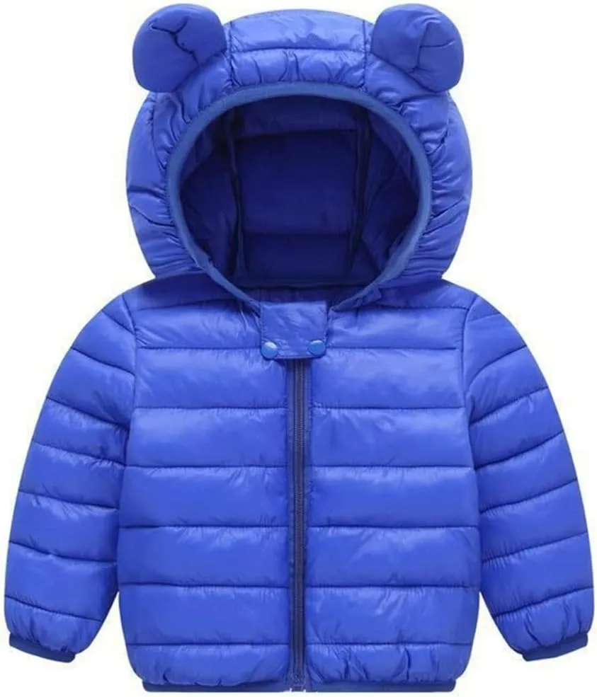 Mmoneyake Winter Down Coats for Kids Baby Boys Girls Lightweight Puffer Padded Jacket with Bear Hoods Warm Infant Outerwear