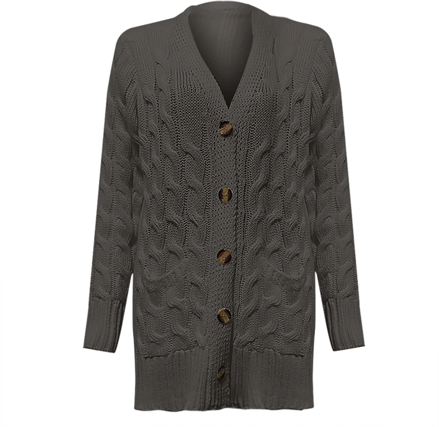 Open Front Cardigan Sweaters for Women Fall Long Sleeve Button Down Cable Knit Chunky Sweater Outwear Coats