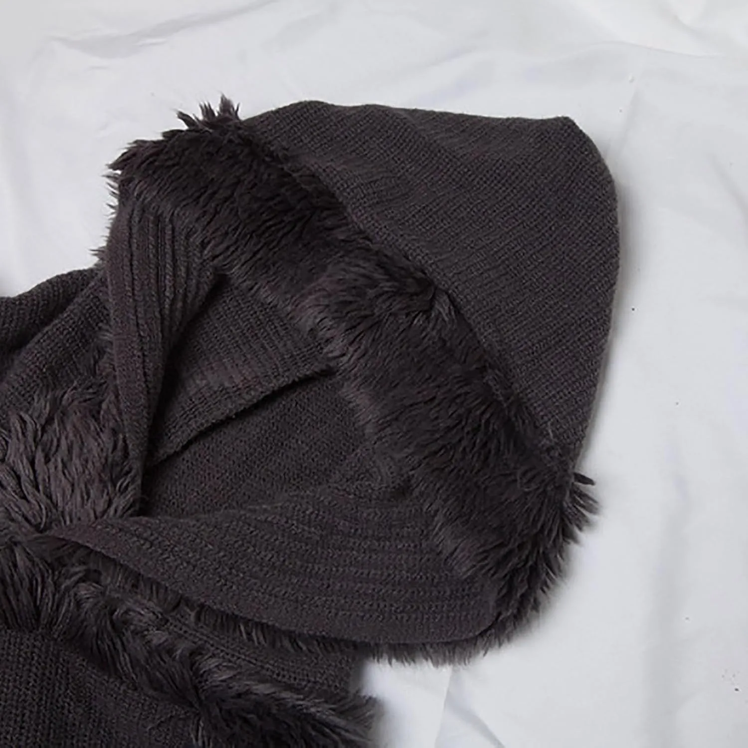 Oplxuo Hooded Poncho Shawls and Wraps for Women,Fuzzy Knitted Shawl with Fringe, Cozy Warm Poncho Sweater for Fall and Winter