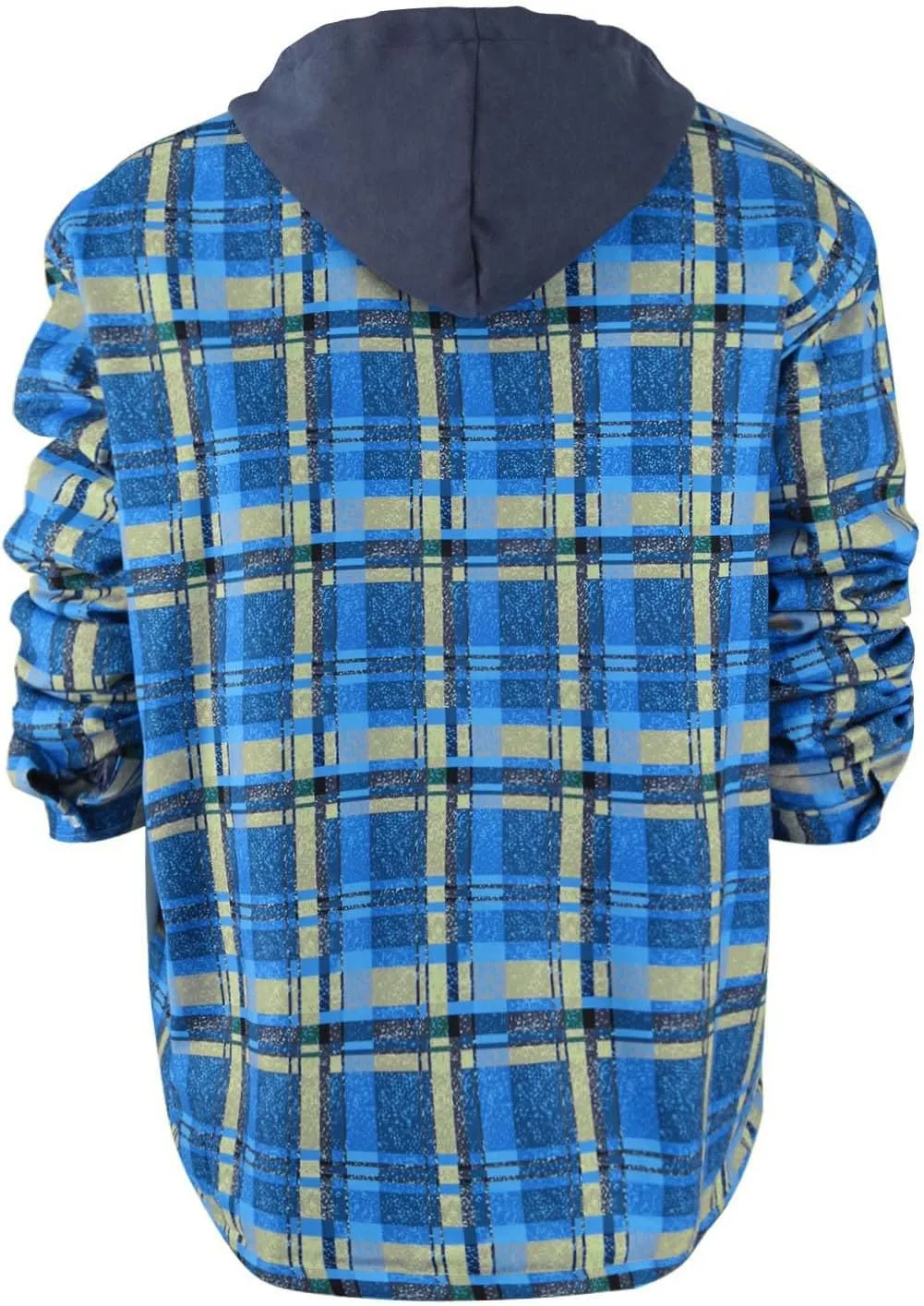Plaid Jacket Mens Hooded Quilted Lined Flannel Shirt Jacket Long Sleeve Full Zip Jackets Winter Thick Warm Coat