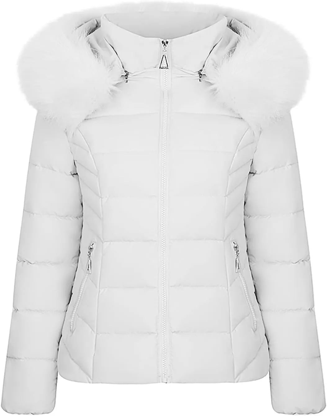 Plus Size Women's Down Jackets with Hood Lightweight Puffer Jackets Padded Winter Coat Warm Quilted Parka with Pocket