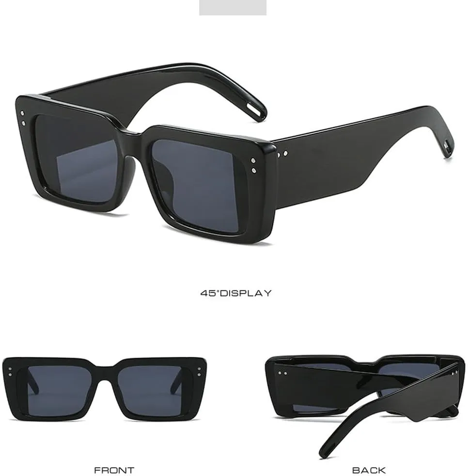 Popular Fashion Double Color Women Sunglasses Retro Rivets Decoration Wide Legs Men Shades UV400 Sun Glasses