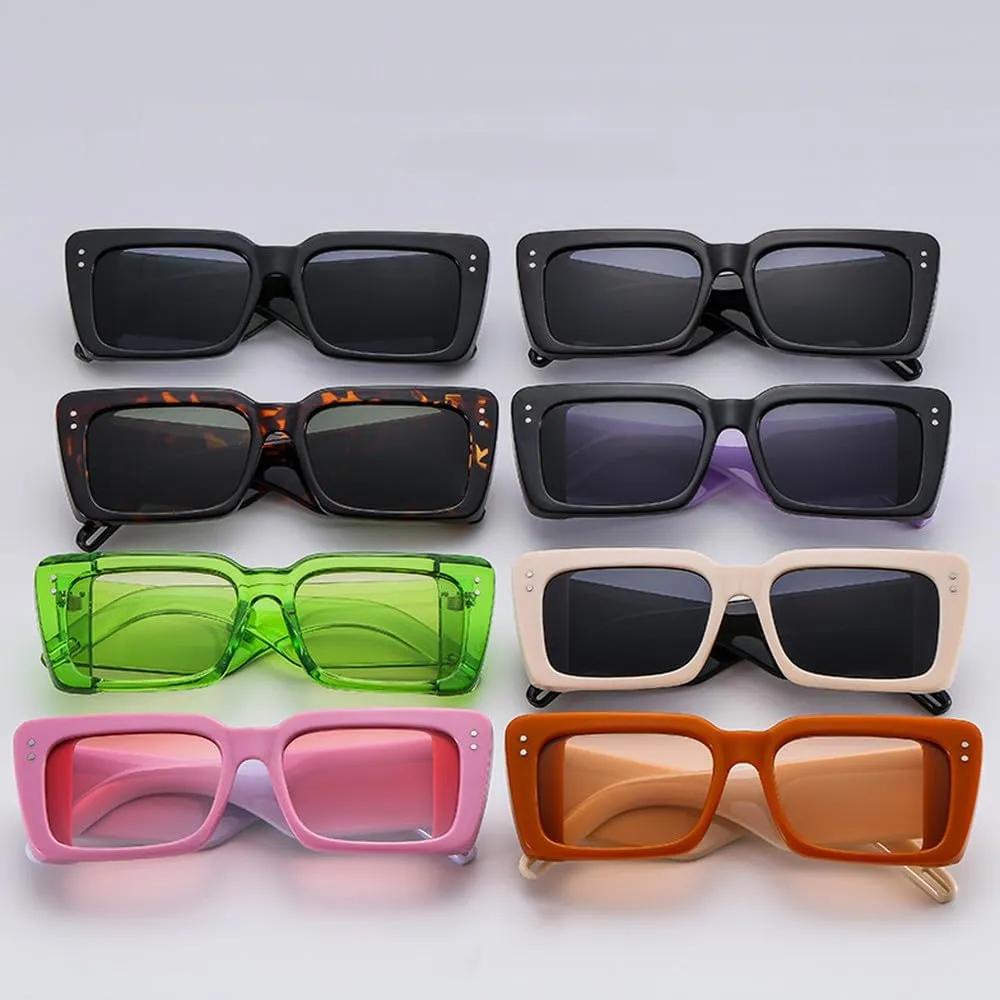 Popular Fashion Double Color Women Sunglasses Retro Rivets Decoration Wide Legs Men Shades UV400 Sun Glasses