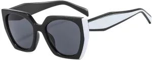 Popular Fashion Polygon Cat Eye Sunglasses Women Vintage Clear Gradient Shades UV400 Men Double Color Sun Glasses