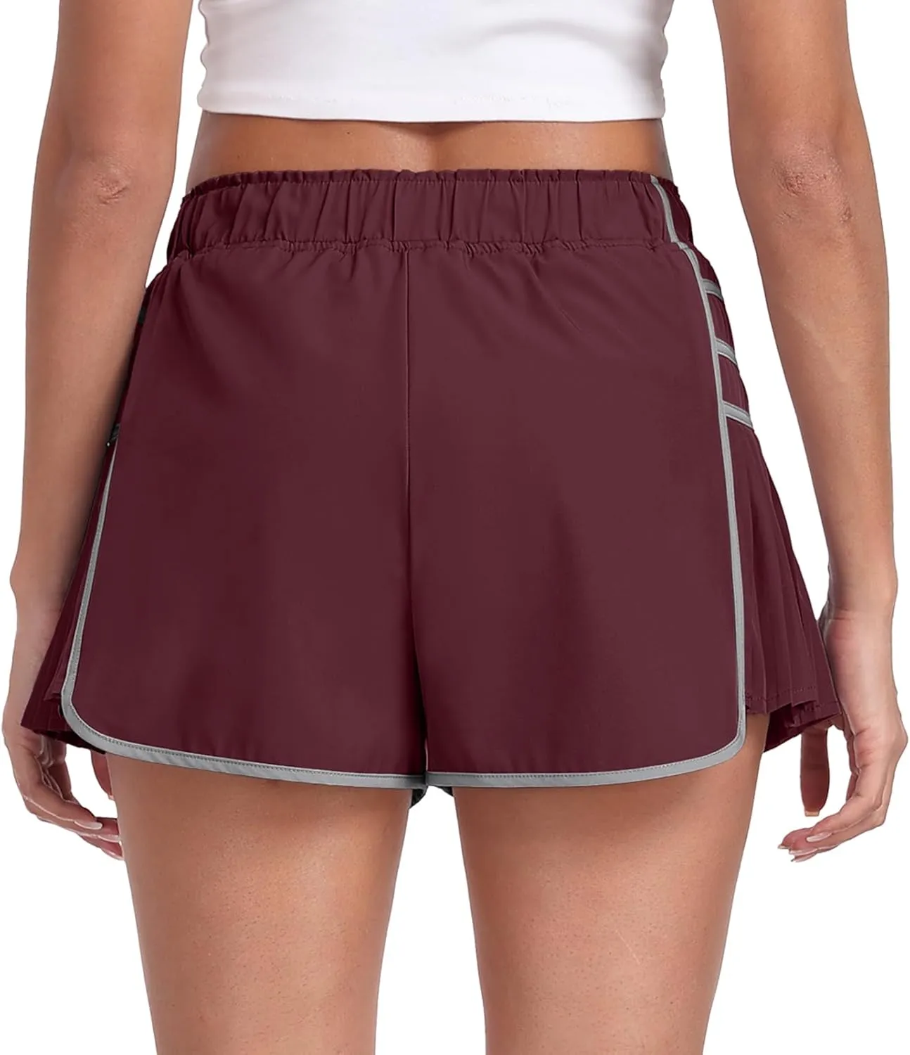 PrinStory Women's Running Shorts Gym Quick Dry Athletic High Waisted Workout Elastic Cute Shorts with Liner