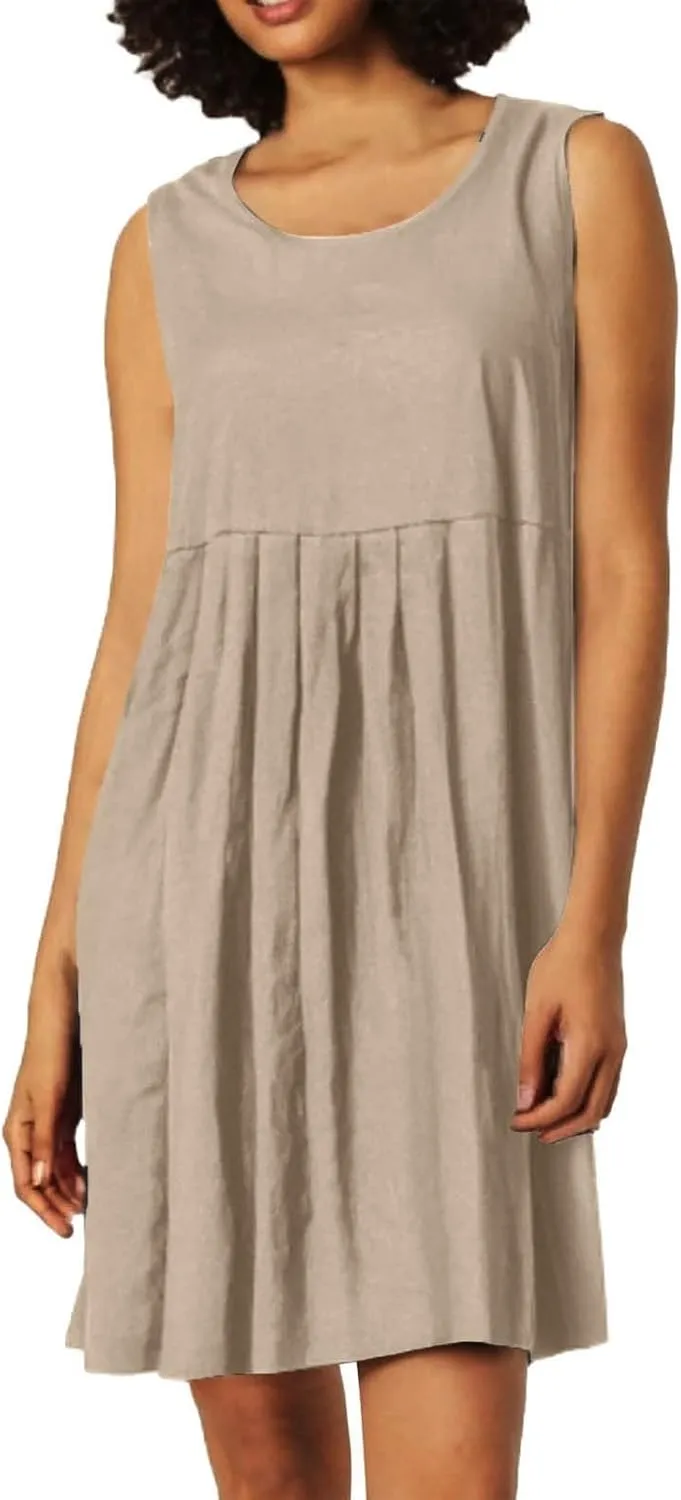 PTOLOCIF Women's Casual Summer Sleeveless Floral Print Pleated Short Dress Lightweight Dresses Summer