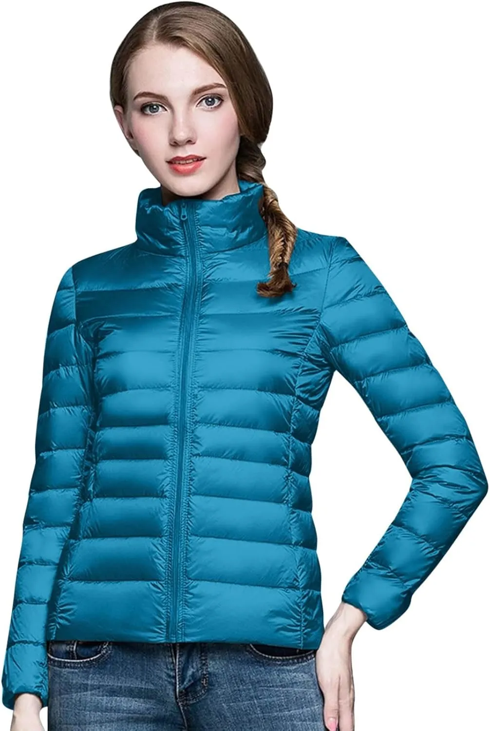 Puffer Jackets for Women Winter Warm Packable Down Jacket Ultra Light Slim Fit Hooded Jacket Short Duck Down Coat
