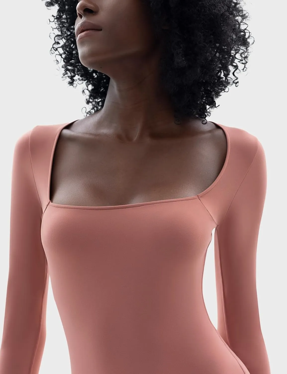 PUMIEY Jumpsuits for Women Square Neck Long Sleeve Bodycon Unitard One Piece Outfits Chill Collection