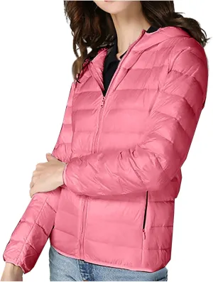 Quilted Jacket for Women Cropped Puffer Jacket Lightweight Slim Fit Winter Warm Duck Down Coat Stand Collar Outwear