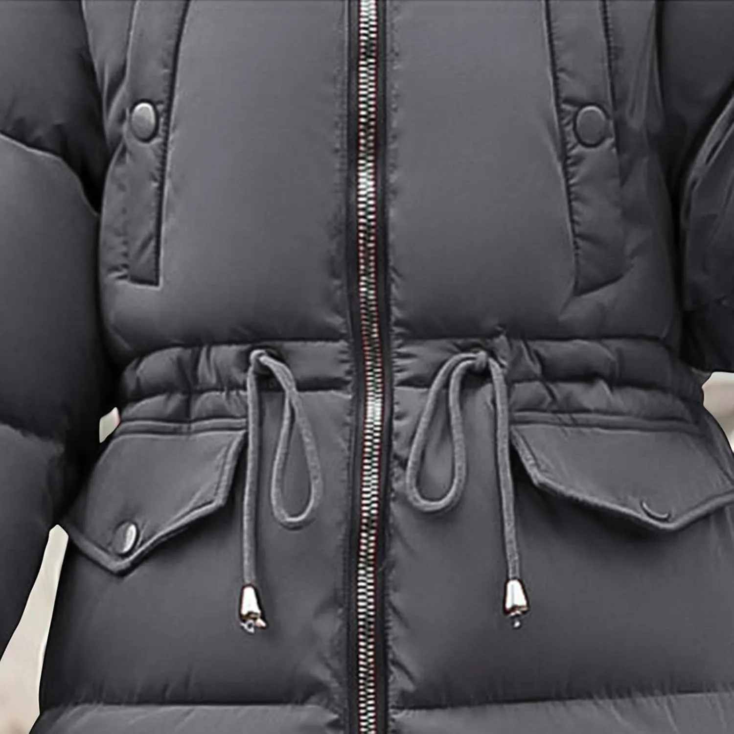 Quilted Puffer Long Jacket Womens with Faux Fur Hood Plus Size Thicken Outerwear Winter Warm Zip up down Overcoat