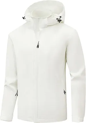 Rain Jackets for Men Mens Autumn Casual Loose Solid Hooded Waterproof Rain Jackets for Men Waterproof