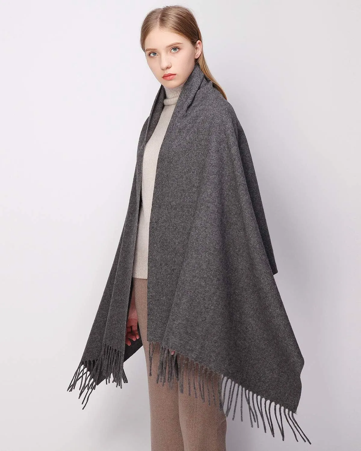 RIIQIICHY 100% Wool Scarf Pashmina Shawls and Wraps for Women Cashmere Warm Winter More Thicker Soft Scarves