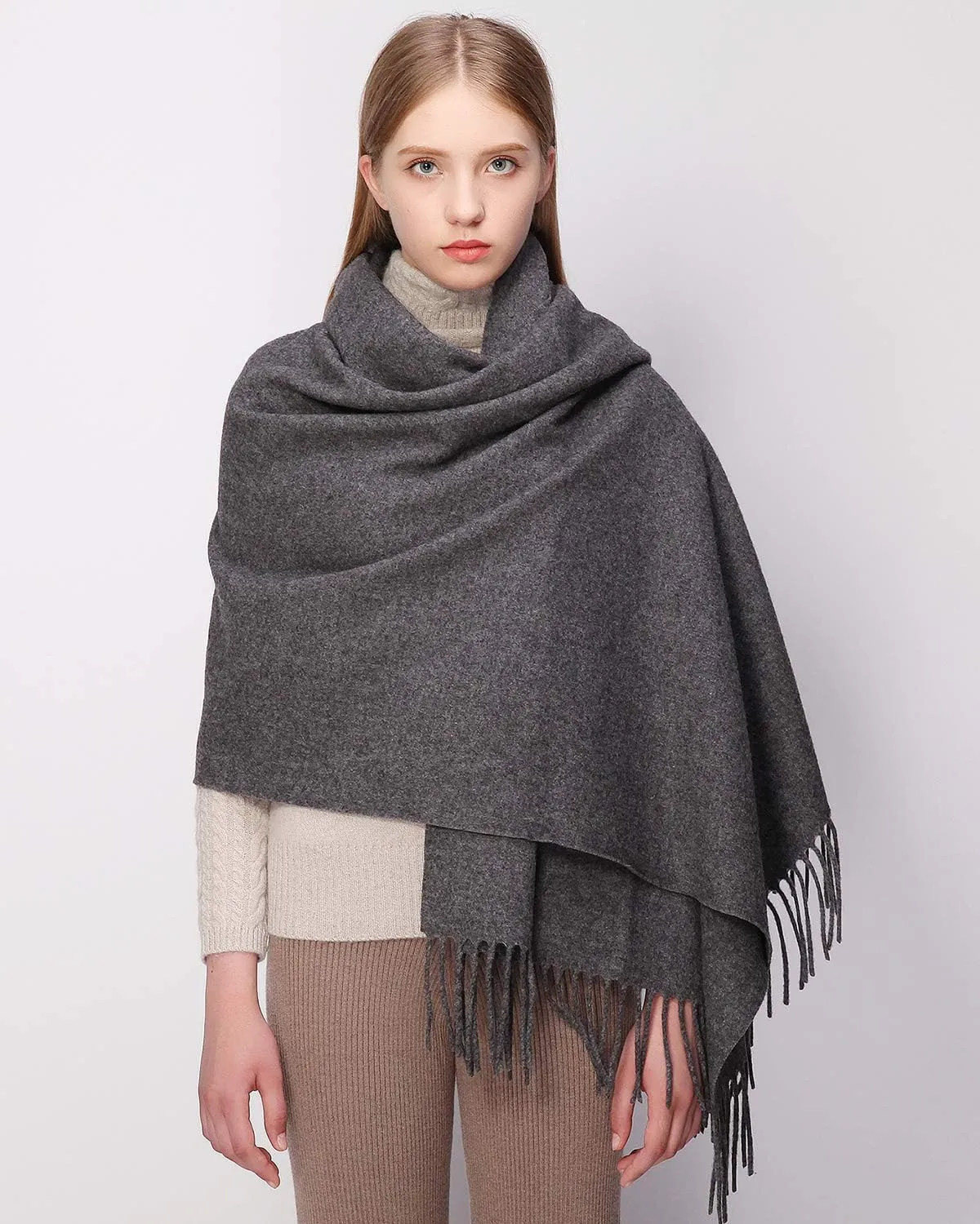 RIIQIICHY 100% Wool Scarf Pashmina Shawls and Wraps for Women Cashmere Warm Winter More Thicker Soft Scarves