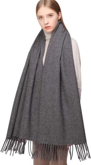 RIIQIICHY 100% Wool Scarf Pashmina Shawls and Wraps for Women Cashmere Warm Winter More Thicker Soft Scarves