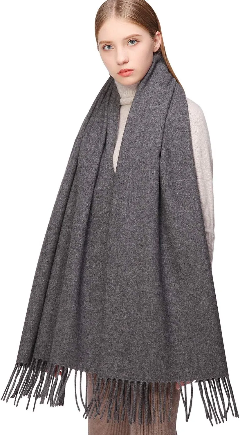RIIQIICHY 100% Wool Scarf Pashmina Shawls and Wraps for Women Cashmere Warm Winter More Thicker Soft Scarves