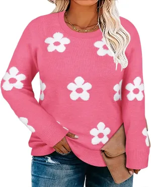 RITERA Womens Plus Size Sweaters Star Long Sleeve Casual Patriotic Pullover Warm Jumper Knit Tops XL-5XL