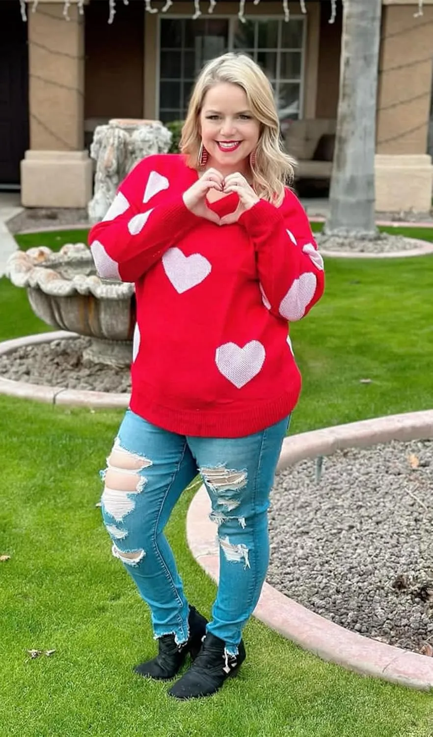 RITERA Womens Plus Size Sweaters Star Long Sleeve Casual Patriotic Pullover Warm Jumper Knit Tops XL-5XL