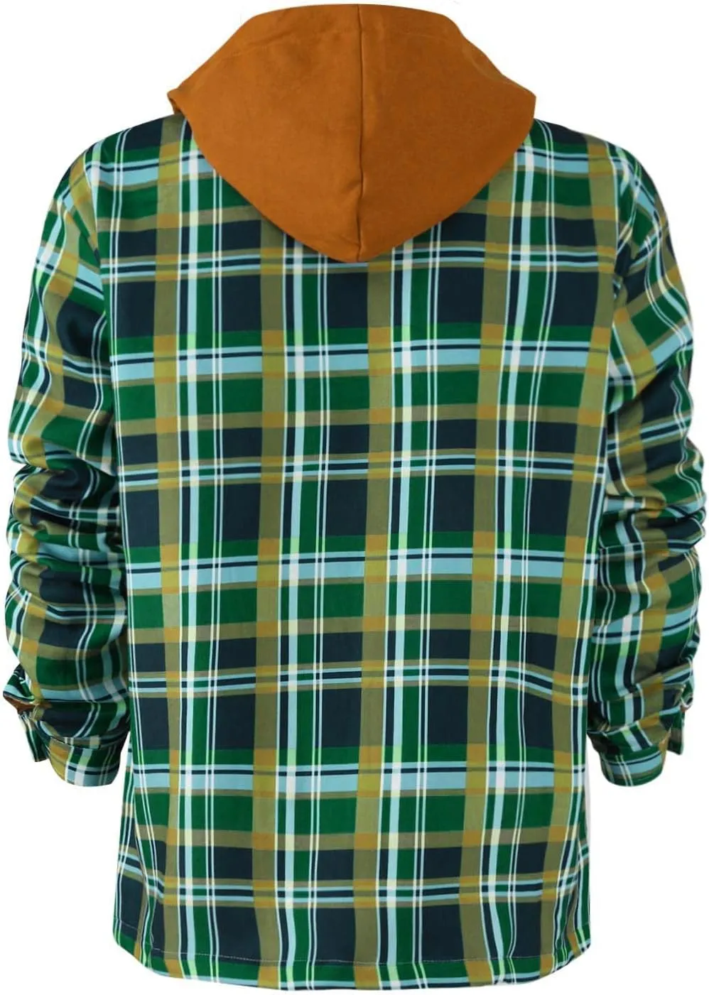 RTRDE Men's Long Sleeve Quilted Lined Shirt Jacket Zip Up Coat Outwear with Hood Jacket, M-5XL