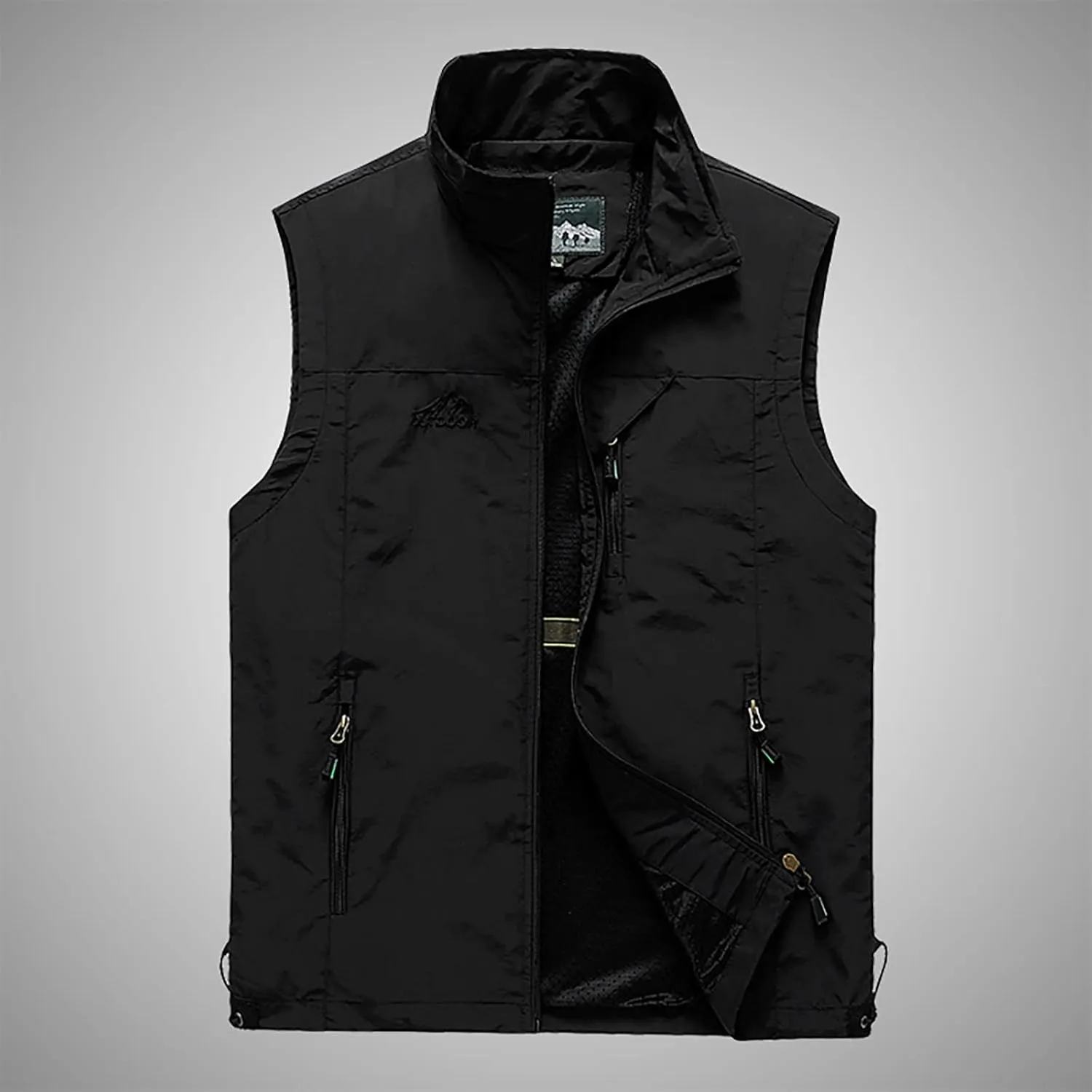 RTRDE Men's Outdoor Casual Full Zip Stand Collar Fishing Work Safari Travel Vest Sleeveless Jacket Hiking Coat, XL-4XL