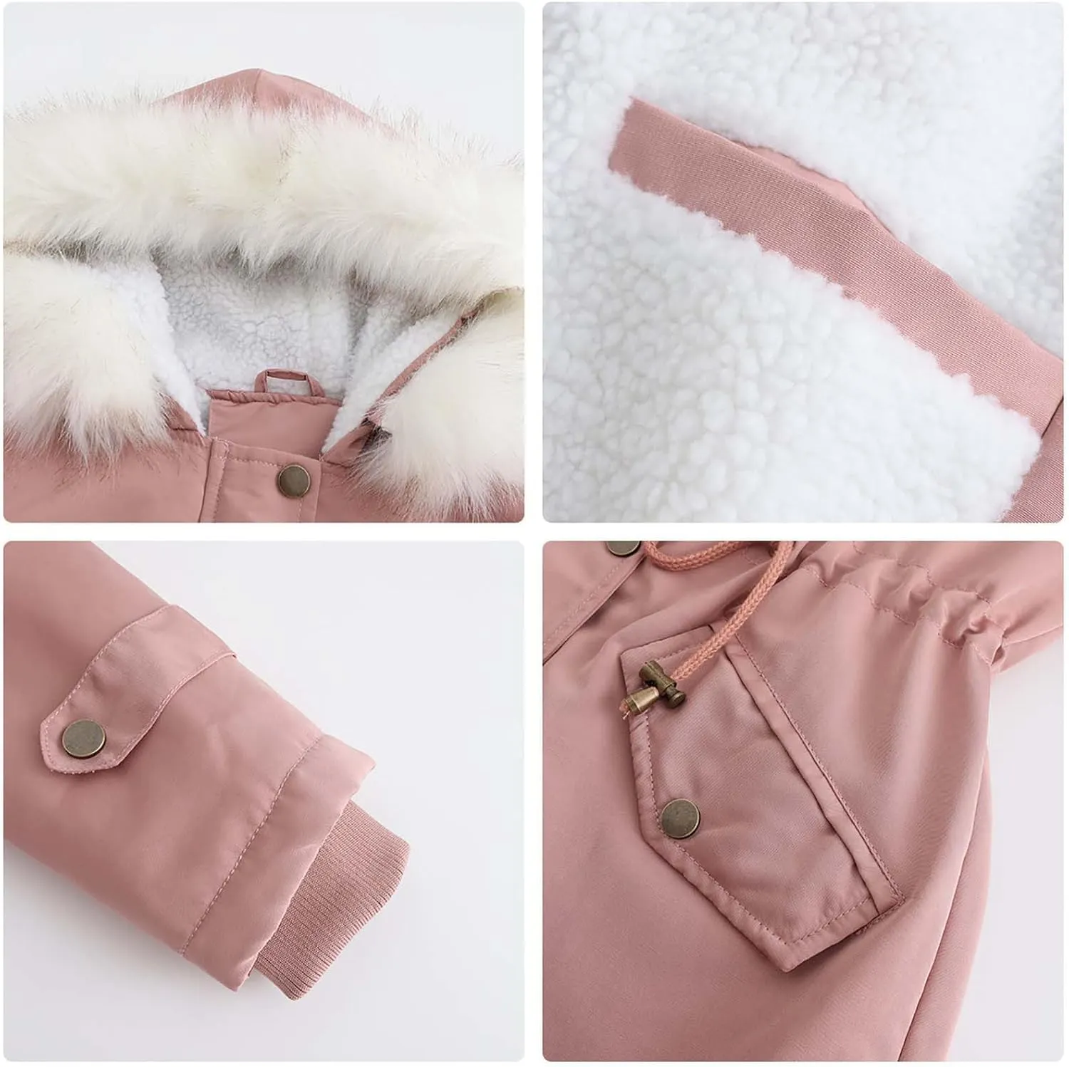 SACFOF Women's Warm Winter Puffer Coat Thicken Fleece Lined Down Parka Jacket Faux Fur Hood Snow Outwear