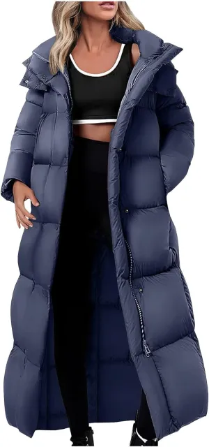 Sale Clearance Womens Winter Maxi Long Parka Coats Lightweight Warm Quilted Hooded Puffer Jacket Long Sleeve Down Jackets Outwear Deal of The Prime of Day Today