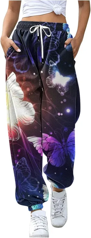 sdbrld Wide Leg Sweatpants Women High Waisted Workout Jogger Pants Active Lounge St Patricks Day Drawstring Pants with Pocket