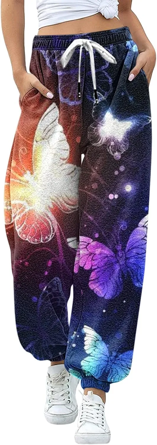 sdbrld Wide Leg Sweatpants Women High Waisted Workout Jogger Pants Active Lounge St Patricks Day Drawstring Pants with Pocket