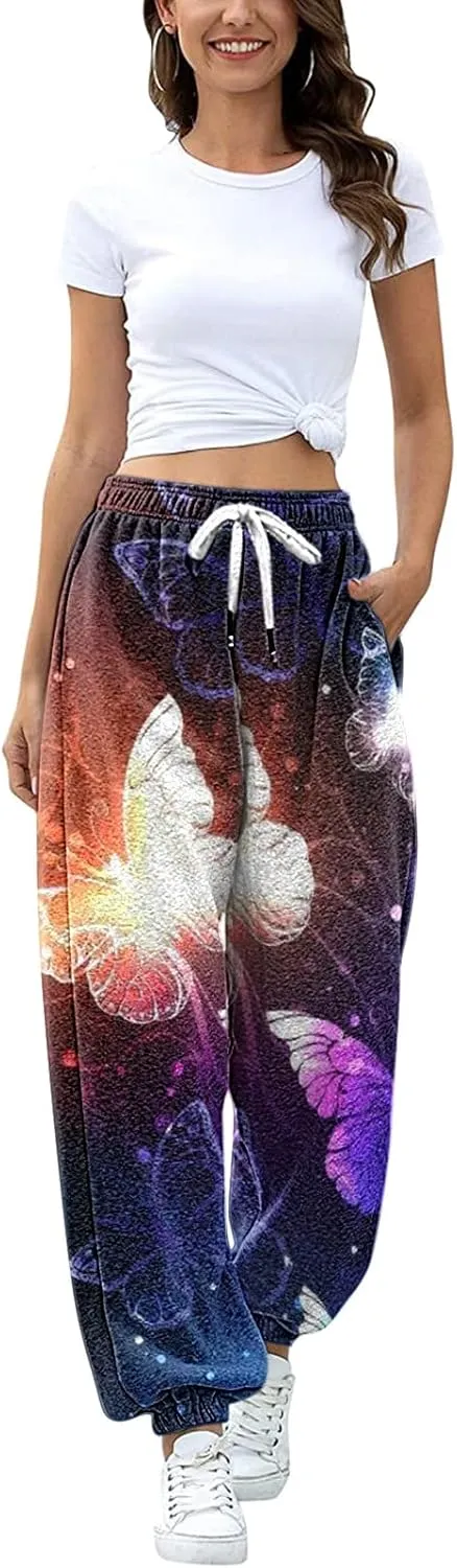 sdbrld Wide Leg Sweatpants Women High Waisted Workout Jogger Pants Active Lounge St Patricks Day Drawstring Pants with Pocket