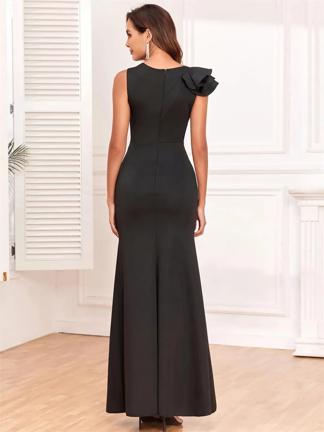 Sexy Backless Black Maxi Dress Women Elegant Prom Long Party Dresses Bodycon Birthday Evening Dress