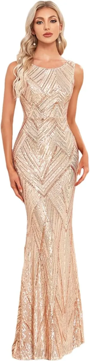 Sexy Backless Maxi Sequin Bodycon Dress Women Elegant Party Dress Ladies Long Prom Evening Dresses