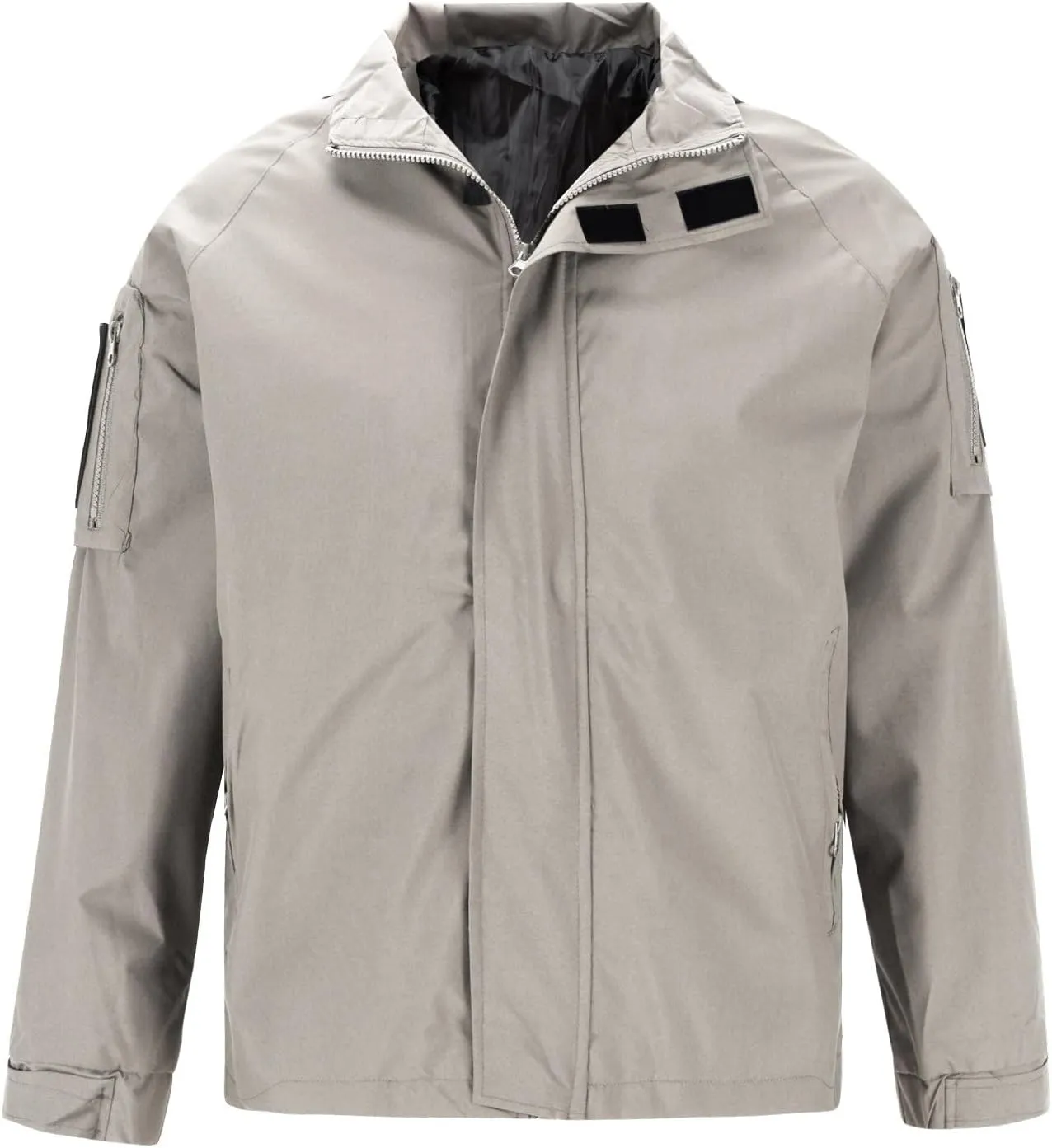 Stand Collar Zipper Hooded Windbreaker Jacket for Men Long Sleeve Windproof Coat Casual Outdoor Jacket with Pocket