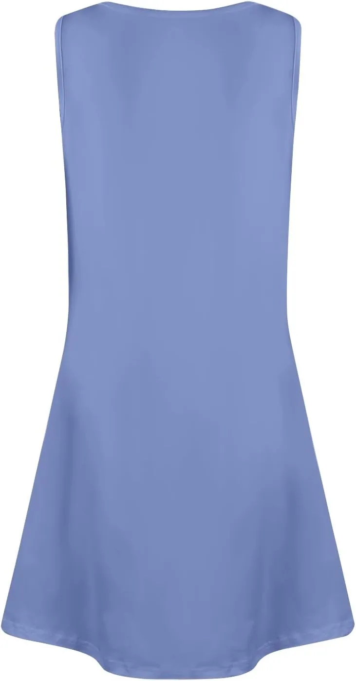 Summer Dresses for Women 2025 Beach Vacation Spring Clothes Sleeveless Crew Neck Loose Mini Dress