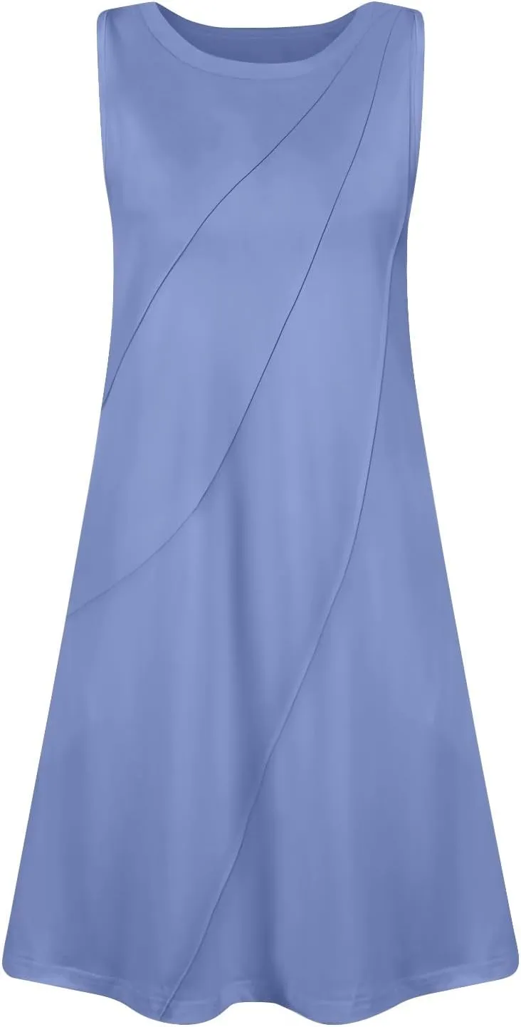 Summer Dresses for Women 2025 Beach Vacation Spring Clothes Sleeveless Crew Neck Loose Mini Dress