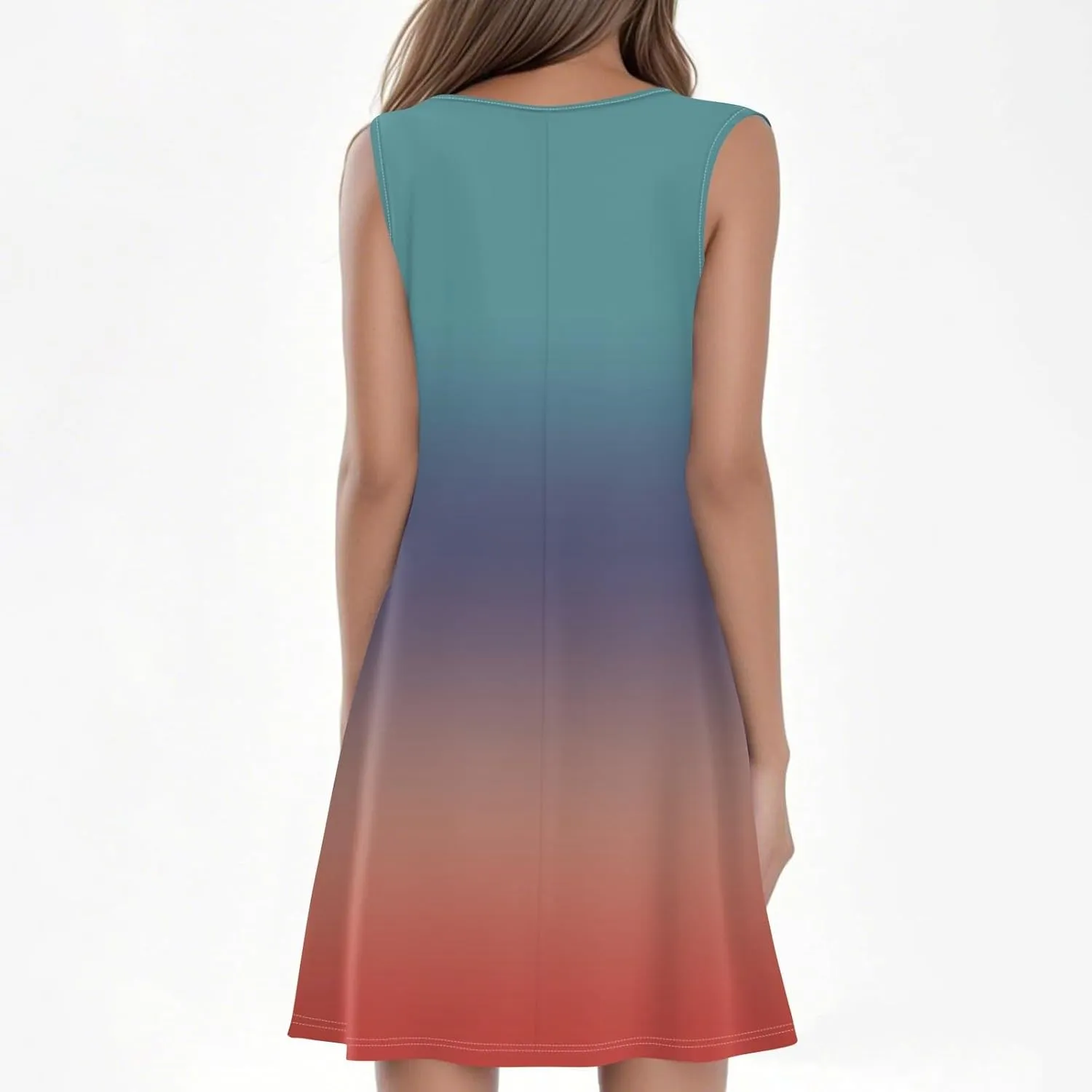 Summer Dresses for Women 2025 Beach Vacation Spring Clothes Sleeveless Round Neck Folds Casual Sun Dress