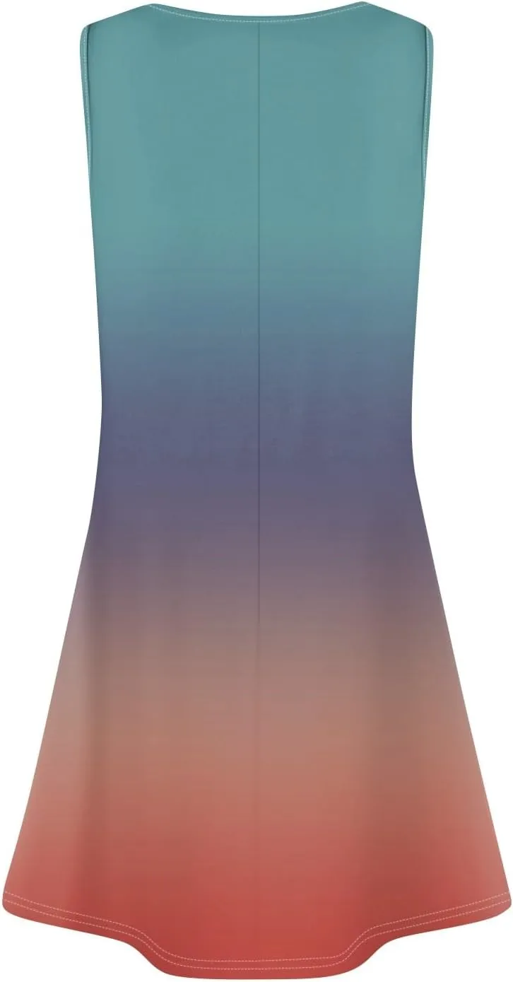 Summer Dresses for Women 2025 Beach Vacation Spring Clothes Sleeveless Round Neck Folds Casual Sun Dress