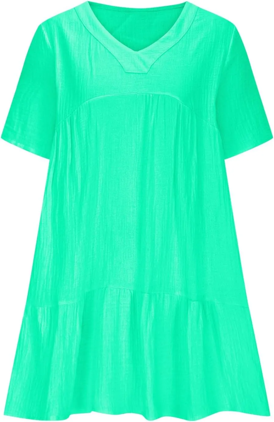Summer Dresses for Women 2025 Loose V Neck Casual Short Sleeve Sundress Fashion Pleated Vacation Dress with Pockets