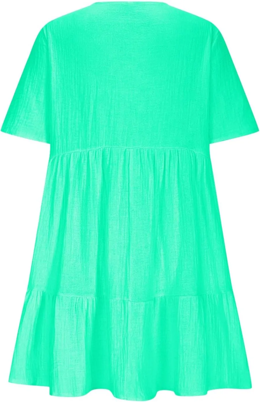 Summer Dresses for Women 2025 Loose V Neck Casual Short Sleeve Sundress Fashion Pleated Vacation Dress with Pockets