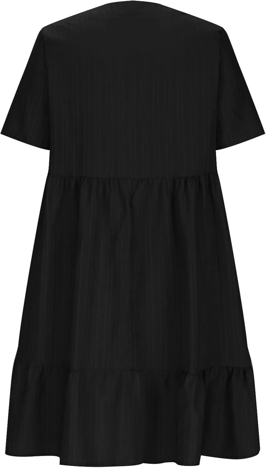 Summer Dresses for Women 2025 Pleated Tiered A Line Flowy Midi Dress Casual Fashion Short Sleeve V Neck Sundress