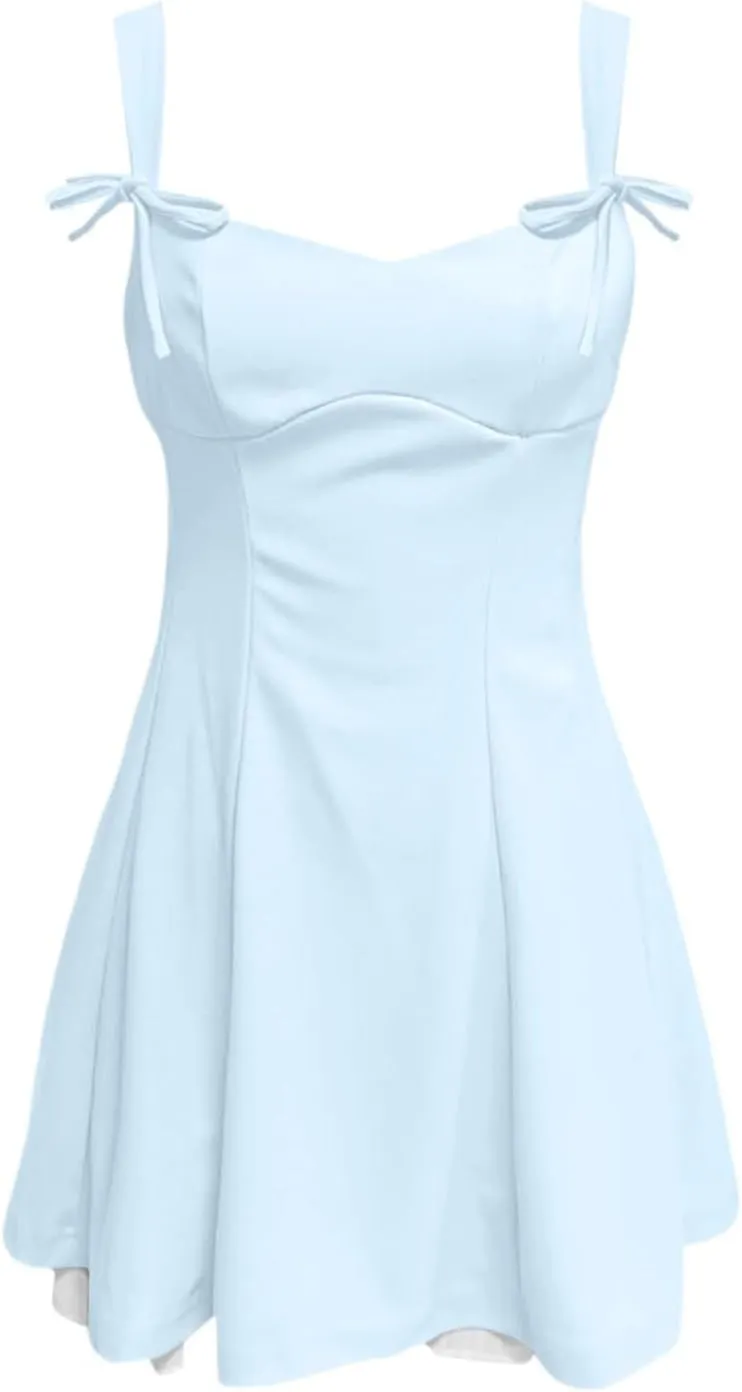 Sundresses for Teen Girls Comfy Summer Backless Adjustable Spaghetti Straps A Line Linen Mini Dress Homecoming Sun Dress