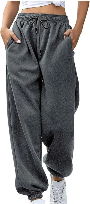 Sweatpants for Women Baggy High Waisted Pants Winter Snow Pant Lounge Athletic Joggers with Pockets Hiking Sweat Pant