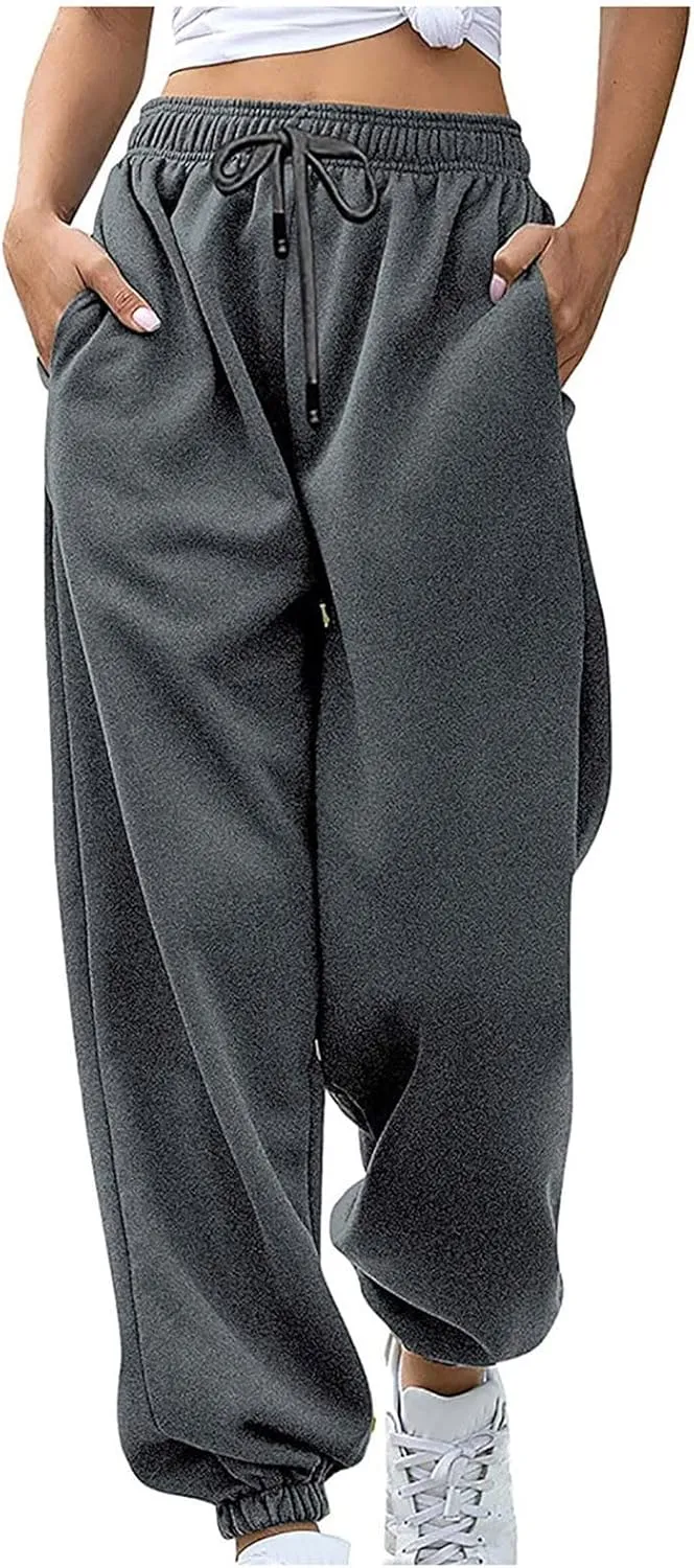 Sweatpants for Women Baggy High Waisted Pants Winter Snow Pant Lounge Athletic Joggers with Pockets Hiking Sweat Pant