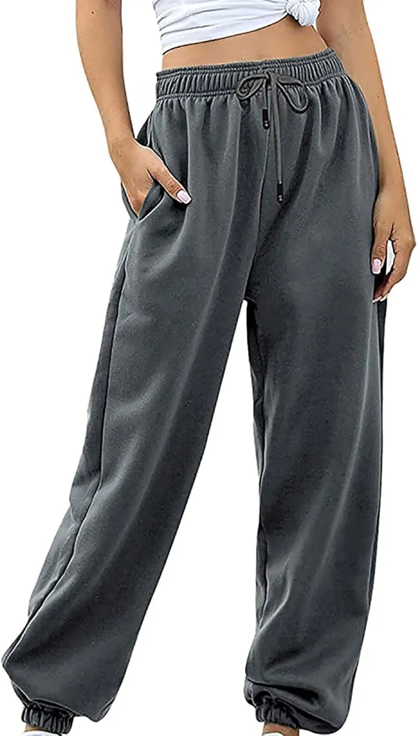 Sweatpants for Women Baggy High Waisted Pants Winter Snow Pant Lounge Athletic Joggers with Pockets Hiking Sweat Pant