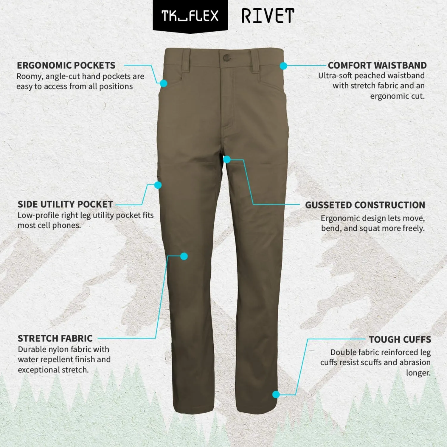 TK Flex Rivet Utility Men's Pant Coyote Brown