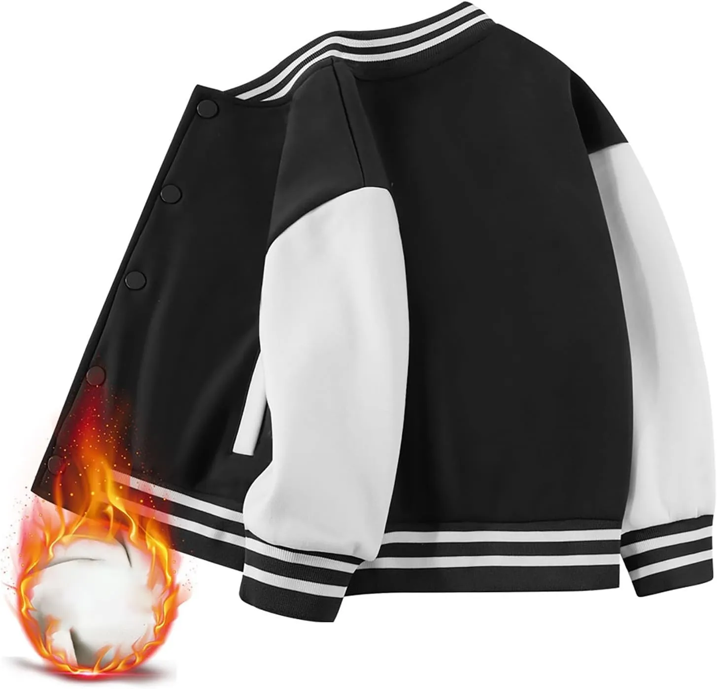 Toddler Baby Boys Girls Varsity Baseball Jacket Cute Bomber Jacket Warm Cotton Lined Puffer Down