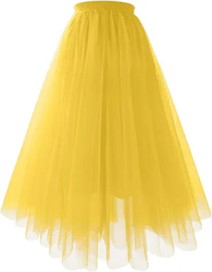 Tulle Skirts for Women High Waist Solid Pleated Tutu Skirt 50s Vintage Ballet Bubble Dance Skirts for Cosplay Party
