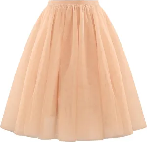Tulle Skirts for Women High Waist Solid Pleated Tutu Skirt 50s Vintage Ballet Bubble Dance Skirts for Cosplay Party